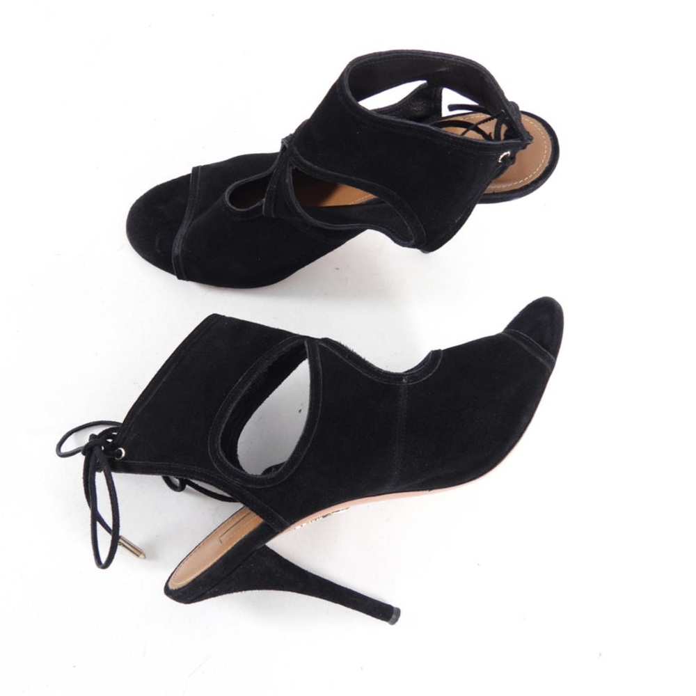 Aquazzura black suede heels